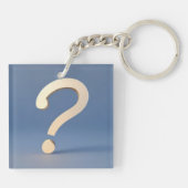 Uniek gouden vraagteken met een blauwe achtergrond sleutelhanger (Achterkant)