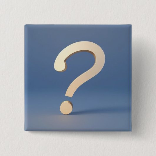 Uniek gouden vraagteken vierkante button 5,1 cm (Voorkant)