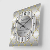 Uniek gouden zilver en zwart bruiloft Jubileum Vierkante Klok (Hoek)