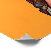 Uniek grappig man Het eten van zijn noedels gelukk Poster (Hoek)