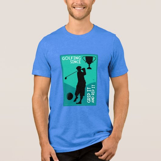 Uniek grappig vintage golf cadeau Tri-Blend shirt (Voorkant)
