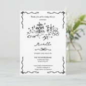 Uniek grillig handgetekende doedel Baby shower Kaart (Staand voorkant)