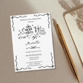 Uniek grillig handgetekende doedel Baby shower Kaart