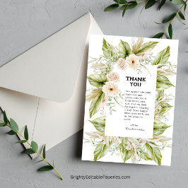 Uniek groen Helder Pampas Gras Tropisch Bedankkaart