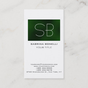 Uniek groen modern Monogram wit Visitekaartje