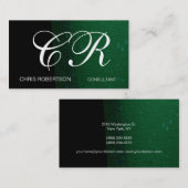 Uniek Groen Zwart Wit Monogram Visitekaartje (Voorkant / Achterkant)