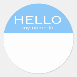 Uniek Hallo Mijn naam is: Babyblauw Ronde Sticker