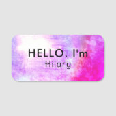 Uniek Hallo zwart, warm roze Paars magnetisch Naamplaatje (Voorkant)
