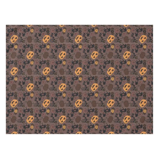 Uniek Halloween Spooky Pattern beroemd gemaakt doo Tafelkleed (Voorkant (Horizontaal))