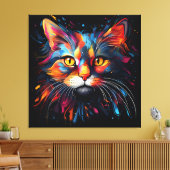 Uniek hedendaags kattenportret canvas afdruk (Insitu (Woonkamer))