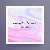 Uniek Holografisch Rainbow Waterverf Neon Script Vierkante Visitekaartje