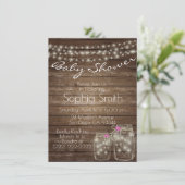 Uniek Hout Rustiek Mason Jar Baby shower Kaart (Staand voorkant)