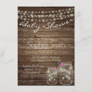 Uniek Hout Rustiek Mason Jar Baby shower Kaart