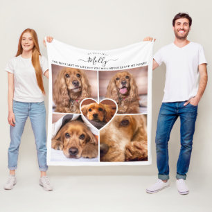 Uniek huisdierherdenkings collage met eigen honden fleece deken