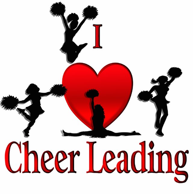 Uniek I Heart Cheerleading-ontwerp Staand Fotobeeldje (Voorkant)