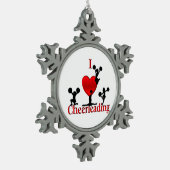 Uniek I Heart Cheerleading-ontwerp Tin Sneeuwvlok Ornament (Links)