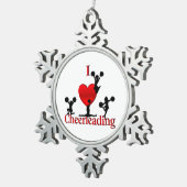 Uniek I Heart Cheerleading-ontwerp Tin Sneeuwvlok Ornament (Rechts)