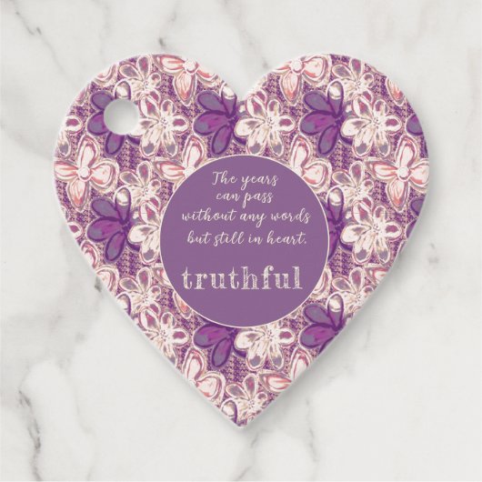 Uniek in glam/paarse bloemen bedankjes labels (Voorkant)