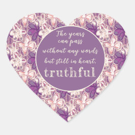 Uniek in glam/paarse bloemen hart sticker