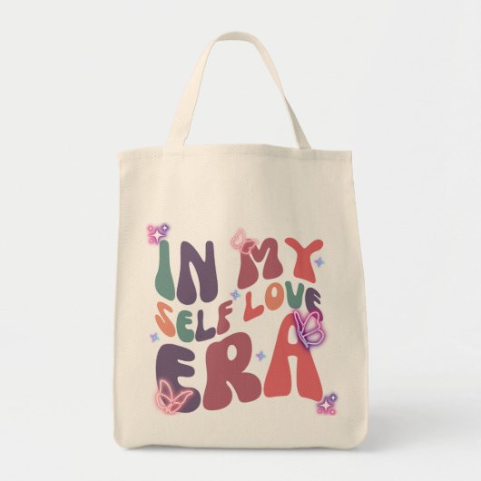 Uniek In Mijn Zelf Liefde Tijdperk Neon Vlinder en Tote Bag (Voorkant)