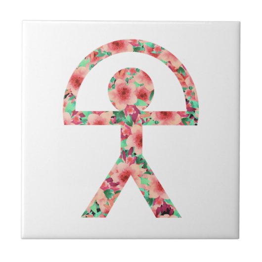 Uniek Indalo-Man in Floral Design Tegeltje (Voorkant)