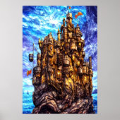 Uniek kasteel in het zee | AI Art Poster (Voorkant)