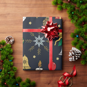 Uniek kerstdoddles blauw design cadeaupapier