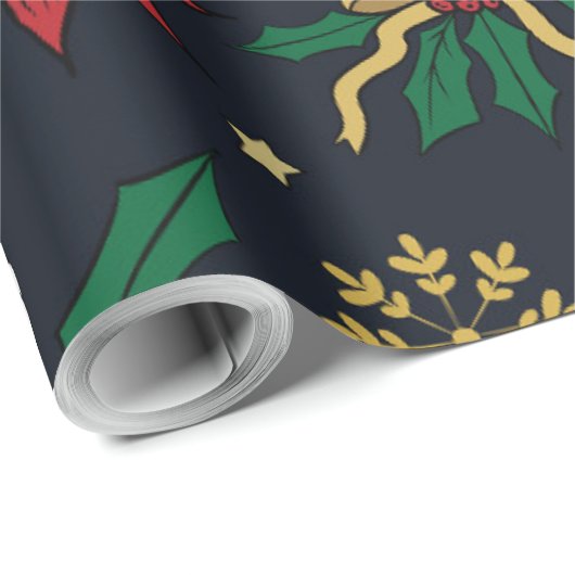 Uniek kerstdoddles blauw design cadeaupapier (Rol Hoek)