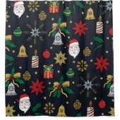 Uniek kerstdoddles blauw design douchegordijn (Voorkant)