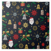 Uniek kerstdoddles blauw design tegeltje (Voorkant)