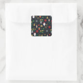 Uniek kerstdoddles blauw design vierkante sticker (Tas)
