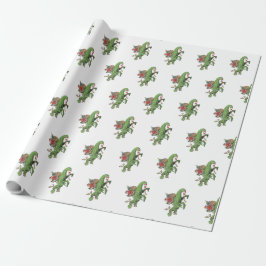 Uniek kerstinosaur-omslagpapier voor kinderen cadeaupapier