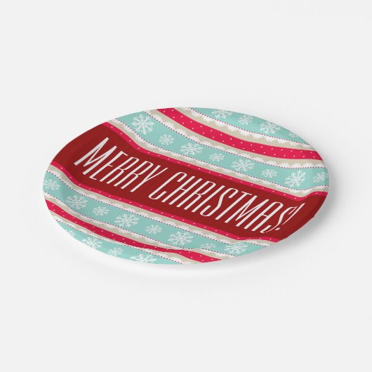 Uniek Kerstmispatroon Aangepaste tekst Papieren Bordje (Gekanteld)