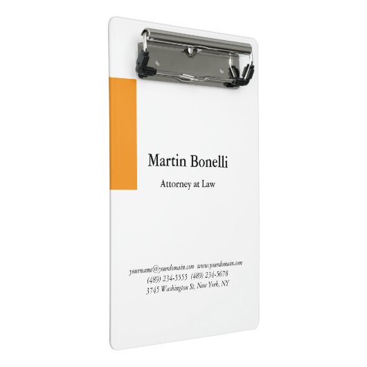 Uniek Klassiek Eenvoudig Sinaasappel & Wit Mini Klembord (Schuin)