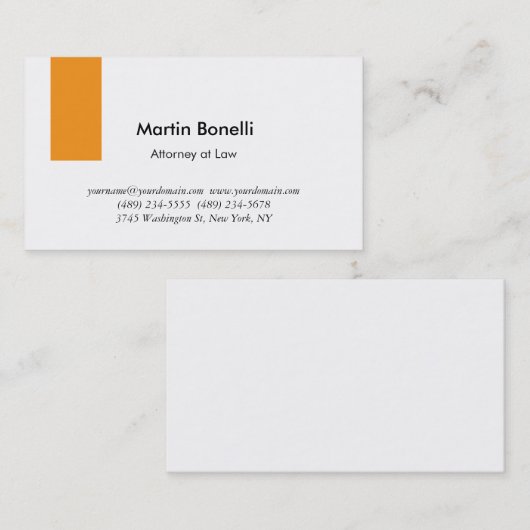 Uniek Klassiek Eenvoudig Sinaasappel & Wit Visitekaartje (Voorkant / Achterkant)