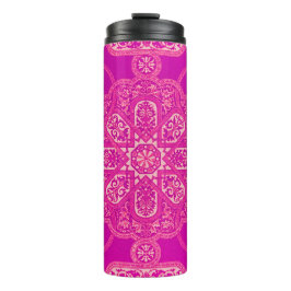 Uniek, kleurrijk roze Paars  patroon Thermosbeker