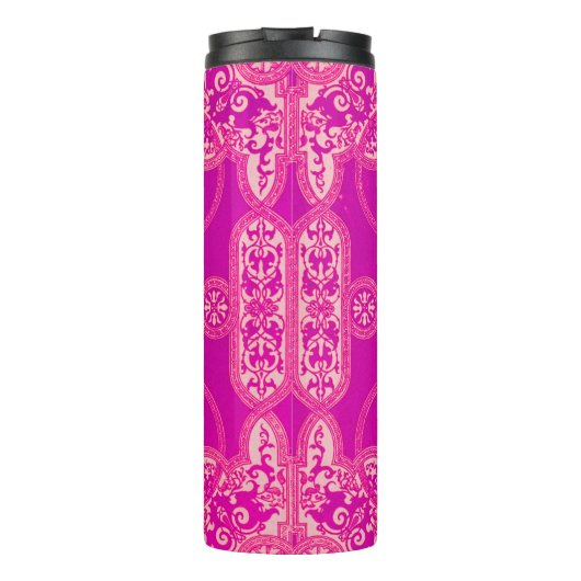 Uniek, kleurrijk roze Paars  patroon Thermosbeker (Achterkant)