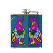 Uniek konijn in de spiegel heupfles (Achterkant)