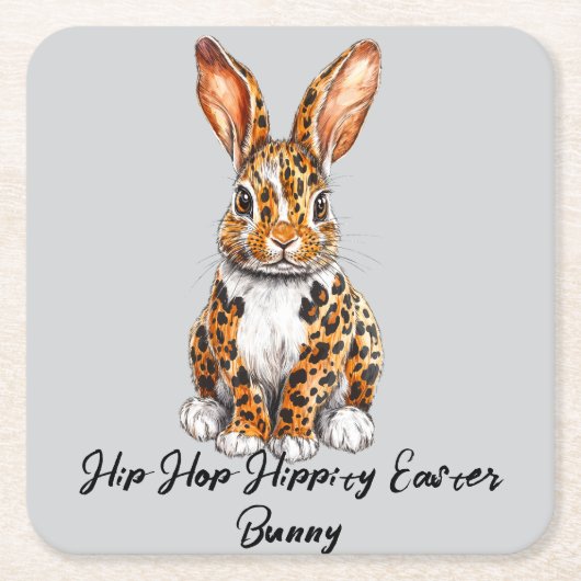 Uniek konijn met gevlekte luipaard kartonnen onderzetters (Voorkant)