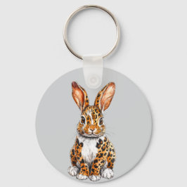 Uniek konijn met gevlekte luipaard sleutelhanger