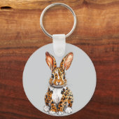 Uniek konijn met gevlekte luipaard sleutelhanger (Voorkant)