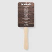 Uniek land rustieke bruiloft programma Hand Fan Handwaaier (Achterkant)