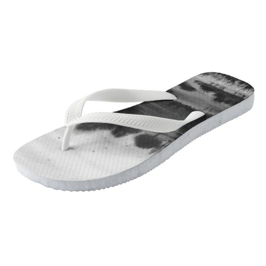 Uniek landschap zwart-wit abstract teenslippers (Schuin)