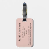 Uniek lichtroze geometrisch patroon bagagelabel (Achterkant verticaal)