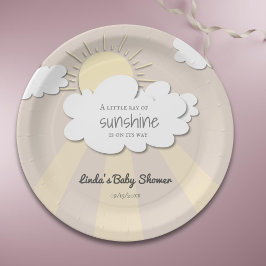 Uniek Little Sunshine Neutral Baby shower Papieren Bordje