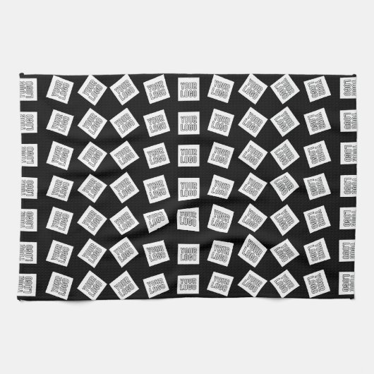 Uniek Logo- of Afbeeldingen patroon | Zwart (bewer Theedoek (Horizontaal)