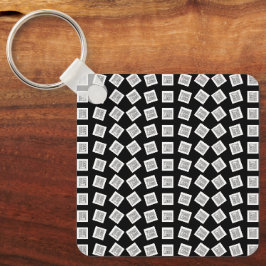 Uniek logo of beeldpatroon | Zwart (bewerkbaar) Sleutelhanger