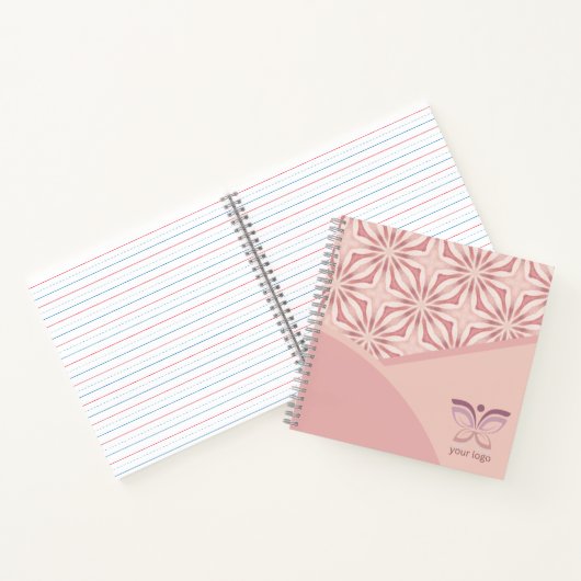 Uniek logo of QR-code roze geometrisch patroon Notitieboek (Binnen)