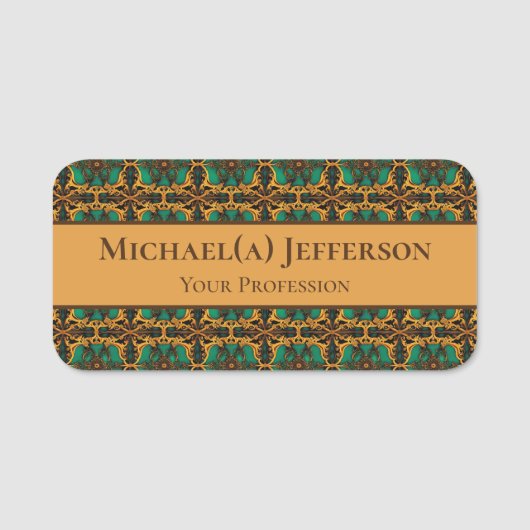 Uniek luxe barok patroon stijlvol professioneel naamplaatje (Voorkant)