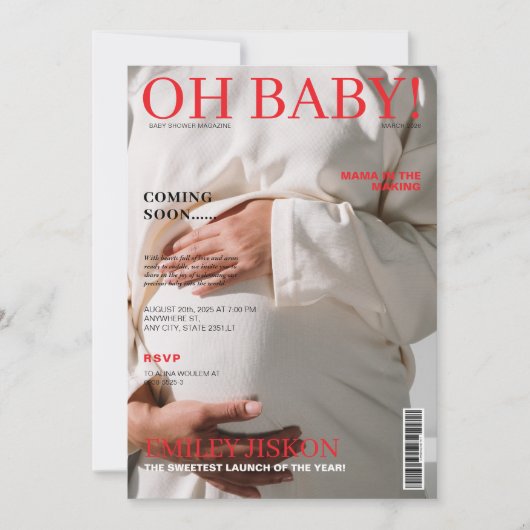 Uniek magazine cover foto Baby shower Kaart (Voorkant)